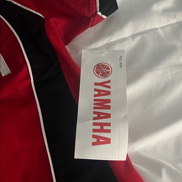 Yamaha top blouse, snap Front red black shirt - Picture 3 of 11